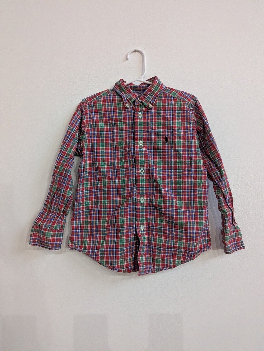 Vtg Ralph Lauren Button Down Shirt 5 Red Plaid Long Sleeve Preppy